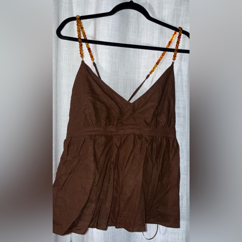 Rachel Zoe Brown Camisole with Beaded Straps